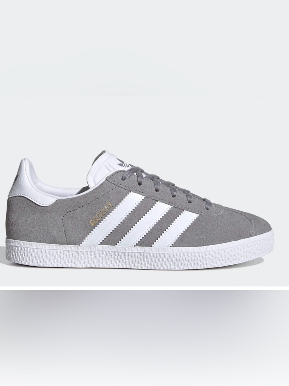 adidas Kids Gazelle Suede Sneakers in Grey and White